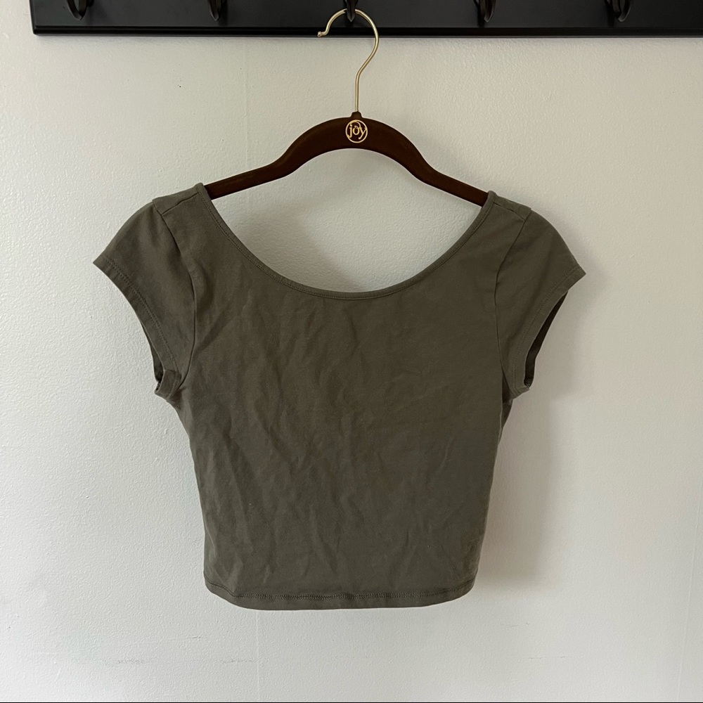 American Eagle Olive Green Wrap Back Crop Top